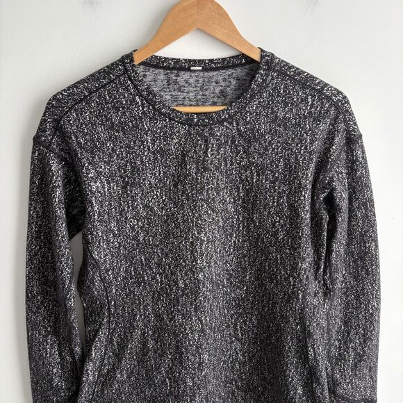 Lululemon Size 8 Top Outrun Long Sleeve Suited Print White Black Rulu Reflective - Picture 4 of 8